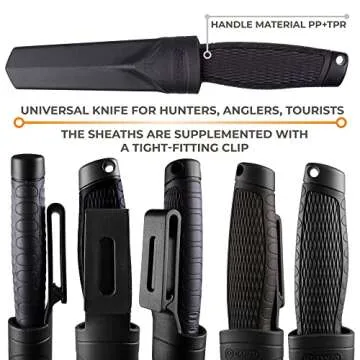 Ganzo G806-BK Fixed Blade Knife 8CR14 Stainless Steel Blade Ergonomic Anti-Slip Handle Camping Hunting Fishing Outdoor EDC Knife with Scabbard (Black)