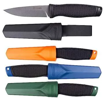 Ganzo G806-BK Fixed Blade Knife 8CR14 Stainless Steel Blade Ergonomic Anti-Slip Handle Camping Hunting Fishing Outdoor EDC Knife with Scabbard (Black)