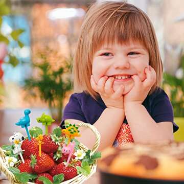 22 Pcs Animal Food Picks for Kids, Fun Bento Picks, Cute Cartoon Animal Fruit Food Toothpicks, Reusa...