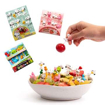 22 Pcs Animal Food Picks for Kids, Fun Bento Picks, Cute Cartoon Animal Fruit Food Toothpicks, Reusable Lunch Picks for Kids Bento, Lunch Box Picks for Kids