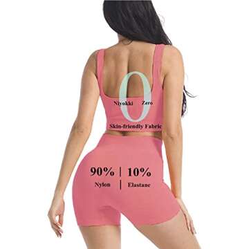 Workout Sets for Women, Cut Seamless Crop Tank Leggings Matching Sets 2 Pieces Outfits, Sexy Two Piece Workout Outfits 3 Pieces(Pink-S)
