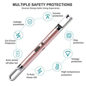 esLife Candle Lighter, Upgraded Electric Arc Lighter with Safety Switch, Flameless Portable Windproof Plasma Lighters , Rechargeable Lighter USB Battery Indicator Hanging Hook for Candle Grill