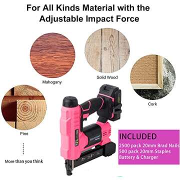 BHTOP 20V Cordless Brad Nail Gun - 2 in 1 Staple Gun