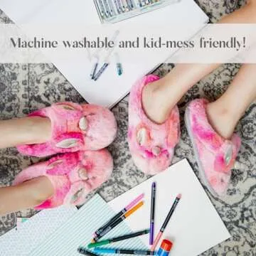 Dearfoams Easter Basket Stuffers Gifts for Kids Washable Animal Critter Slippers, Unicorn, 4-5 Big Kid