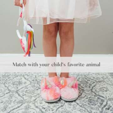 Dearfoams Easter Basket Stuffers Gifts for Kids Washable Animal Critter Slippers, Unicorn, 4-5 Big Kid