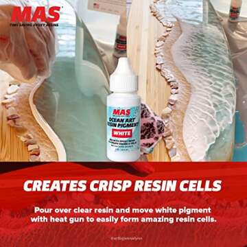 MAS Epoxies Resin Ocean Art Resin Dye for Creating Ocean Waves, White Pigment for Epoxy Resin Water Effects (1 Oz Bottle)