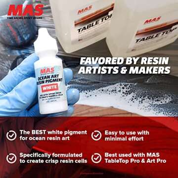 MAS Epoxies Resin Ocean Art Resin Dye for Creating Ocean Waves, White Pigment for Epoxy Resin Water Effects (1 Oz Bottle)