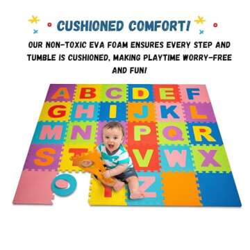 TOYVELT Foam Puzzle Floor Mat for Kids – 12x12 30 Tiles - Interlocking Play Mat with Colors, Alphabet, ABC, – Educational Large Puzzle Foam Floor Tiles for Crawling, Exercise, Playroom, Play Area
