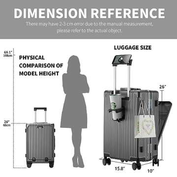 CAARANY Unisex Adult 24 Inch Luggage with Spinner Wheels, Grey, 3 Light 24"