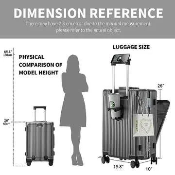 CAARANY Unisex Adult 24 Inch Luggage with Spinner Wheels, Grey, 3 Light 24"