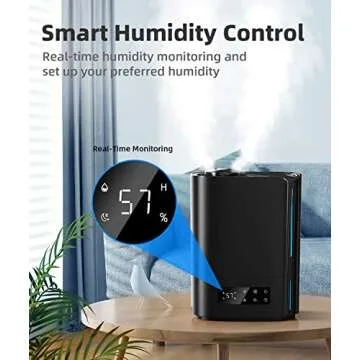 BREEZOME 6L Humidifiers for Bedroom Large Room & Essential Oil Diffuser, Ultrasonic Top Fill Cool Mist Humidifiers for Baby, Plants, Nursery Last up to 60 Hours, Smart Humidistat Control, Quiet, Black