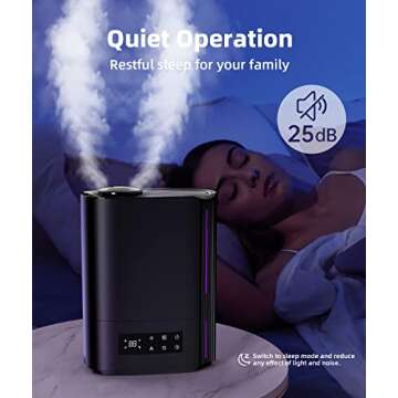 BREEZOME 6L Humidifiers for Bedroom Large Room & Essential Oil Diffuser, Ultrasonic Top Fill Cool Mist Humidifiers for Baby, Plants, Nursery Last up to 60 Hours, Smart Humidistat Control, Quiet, Black