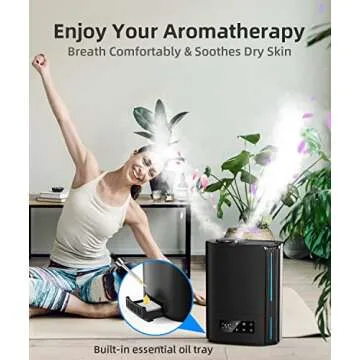BREEZOME 6L Humidifiers for Bedroom Large Room & Essential Oil Diffuser, Ultrasonic Top Fill Cool Mist Humidifiers for Baby, Plants, Nursery Last up to 60 Hours, Smart Humidistat Control, Quiet, Black