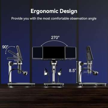 TOMLOV DM9 7" LCD Digital Microscope 1200X, 1080P Coin Microscope Magnifier, 12MP Ultra-Precise Focusing Soldering Microscopes for Adult, PC View, 32GB
