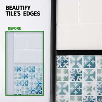 LONGKING 30 ft Peel and Stick Trim, Molding Trim for Walls, Edges, Borders, Backsplash Tile Edge, Flexible and Self Adhesive Trim, Black