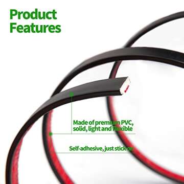 LONGKING 30 ft Peel and Stick Trim, Molding Trim for Walls, Edges, Borders, Backsplash Tile Edge, Flexible and Self Adhesive Trim, Black