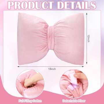 Beeveer 2 Pcs 12 x 18 Inch Bow Pillow Coquettish Bow Throw Pillow Big Bow Shaped Pillow Velvet Coque...