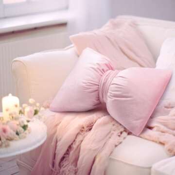 Beeveer Bow Pillow Set - Plush Velvet Pink Decor