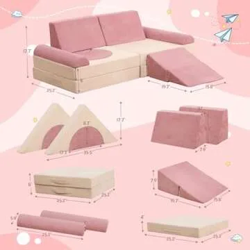 HAHASOLE Kids Couch, 12PCS Modular Kids Play Couch, Toddler Couch for Playroom, Convertible Kids Foam Climbing Play Set, Imaginative Creative Play Sofa for Boys & Girls, Play Couch for Toddlers