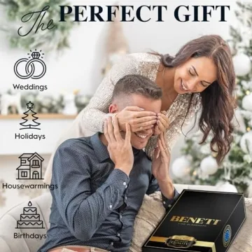 BENETI Square Glasses Set - Elegant Wine Goblets - Gift Packed