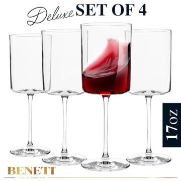 BENETI Square Glasses Set - Elegant Wine Goblets - Gift Packed
