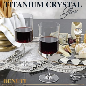 BENETI Square Glasses Set - Elegant Wine Goblets - Gift Packed