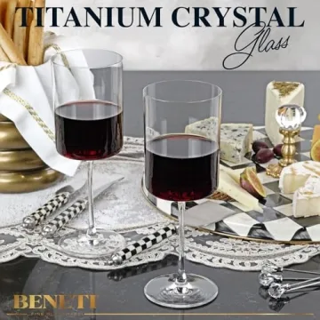 BENETI Square Glasses Set - Elegant Wine Goblets - Gift Packed