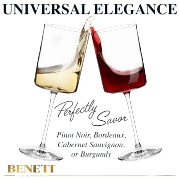 BENETI Square Glasses Set - Elegant Wine Goblets - Gift Packed