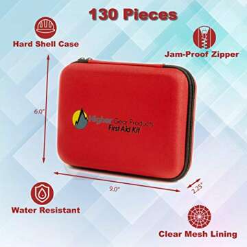 First Aid Kit for Car, SUV, Truck, Boat, Home and Office - Perfect Emergency Kit for Hiking Gear, Backpacking Gear, Camping Supplies and Sports - Travel Essentials by Higher Gear