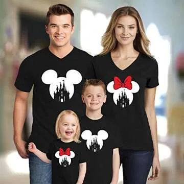 Natural Underwear Family Matching T-Shirts #2 Castle Magic Kingdom Family Vacation Cotton V Neck T Shirts Women Men Youth Kids Black T Shirts Women Medium