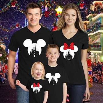 Natural Underwear Family Matching T-Shirts #2 Castle Magic Kingdom Family Vacation Cotton V Neck T Shirts Women Men Youth Kids Black T Shirts Women Medium