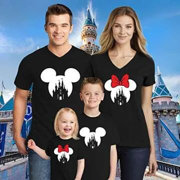 Natural Underwear Family Matching T-Shirts #2 Castle Magic Kingdom Family Vacation Cotton V Neck T Shirts Women Men Youth Kids Black T Shirts Women Medium