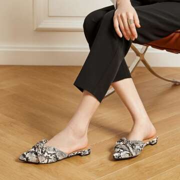 Trary Mules for Women Flats Comfortable, Flats Shoes for Women, Snake Mules for Women, Womens Mules, Business Casual Shoes for Women, Flats for women, Mule Shoes for Women, Summer Mules for Women 2023
