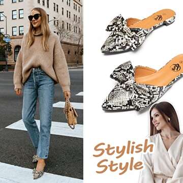 Trary Mules for Women Flats Comfortable, Flats Shoes for Women, Snake Mules for Women, Womens Mules, Business Casual Shoes for Women, Flats for women, Mule Shoes for Women, Summer Mules for Women 2023