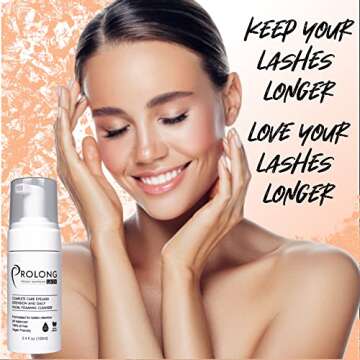 Eyelash Extension Shampoo & Brush - Large 100ml Bottle - Gentle Foaming Cleanser Lash Wash for Exten...