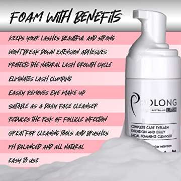 Eyelash Extension Shampoo & Brush - Large 100ml Bottle - Gentle Foaming Cleanser Lash Wash for Extensions and Natural Lashes - Safe Daily Makeup Remover - Paraben & Sulphate Free - Salon & Home Use