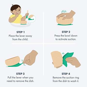 Avanchy Baby Plates Divided Bamboo with Suction for Babies Kids Toddler Food with Silicone Spoon for Feeding (Gray)