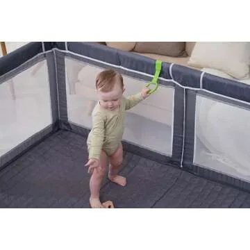 Foldable Baby Playpen with Mat, 50x50inch Playpen for Babies and Toddlers,Portable Play Pen with 30pcs Ocean Balls and 4 Handlers Indoor & Outdoor. (59x59in)