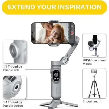 Versatile Smartphone Gimbal Stabilizer with LED Light