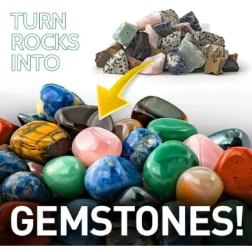 Zcvtbye Rock Tumbler Kit,Rock Polisher for Kids & Adults,Includes 2 Belts,Bag of Rough Stones,4 Coarse Grinding,Finely Ground,Polishing Grits, Rock Tumblers for Adults