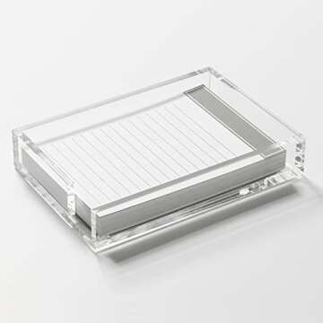 russell+hazel Charcoal Jotters and Acrylic Tray, Office Supplies, 4.75” x 6.75” x 1.25”, with 50 Cards and 1 Tray, (32030)