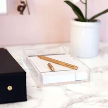 russell+hazel Charcoal Jotters and Acrylic Tray, Office Supplies, 4.75” x 6.75” x 1.25”, with 50 Cards and 1 Tray, (32030)