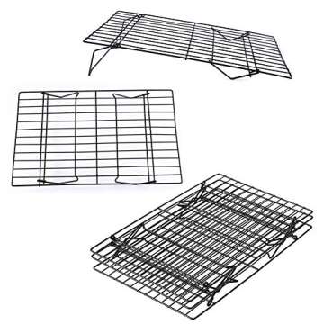 YamaziHD 3-Tier Cooling Rack, Stackable Stainless Steel Non-Stick Wire Grid Cookie Cooling Rack Baking for Bread Cake Biscuits and More