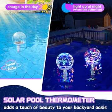 KingSom Floating Pool Thermometer - LED Solar Light, Easy Read Night Display