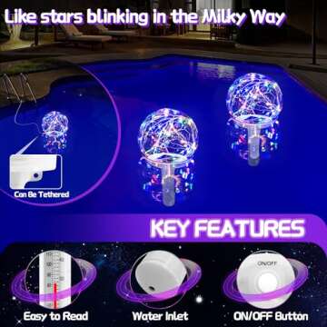 Stylish KingSom Floating Pool Thermometer with LED Lights