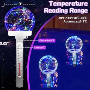Stylish KingSom Floating Pool Thermometer with LED Lights