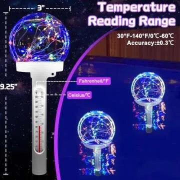 Stylish KingSom Floating Pool Thermometer with LED Lights