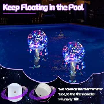 Stylish KingSom Floating Pool Thermometer with LED Lights