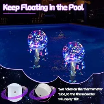 Stylish KingSom Floating Pool Thermometer with LED Lights