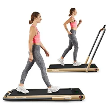 Goplus 2 in 1 Folding Treadmill, 2.25HP Under Desk Electric Superfit Treadmill, Installation-Free wi...